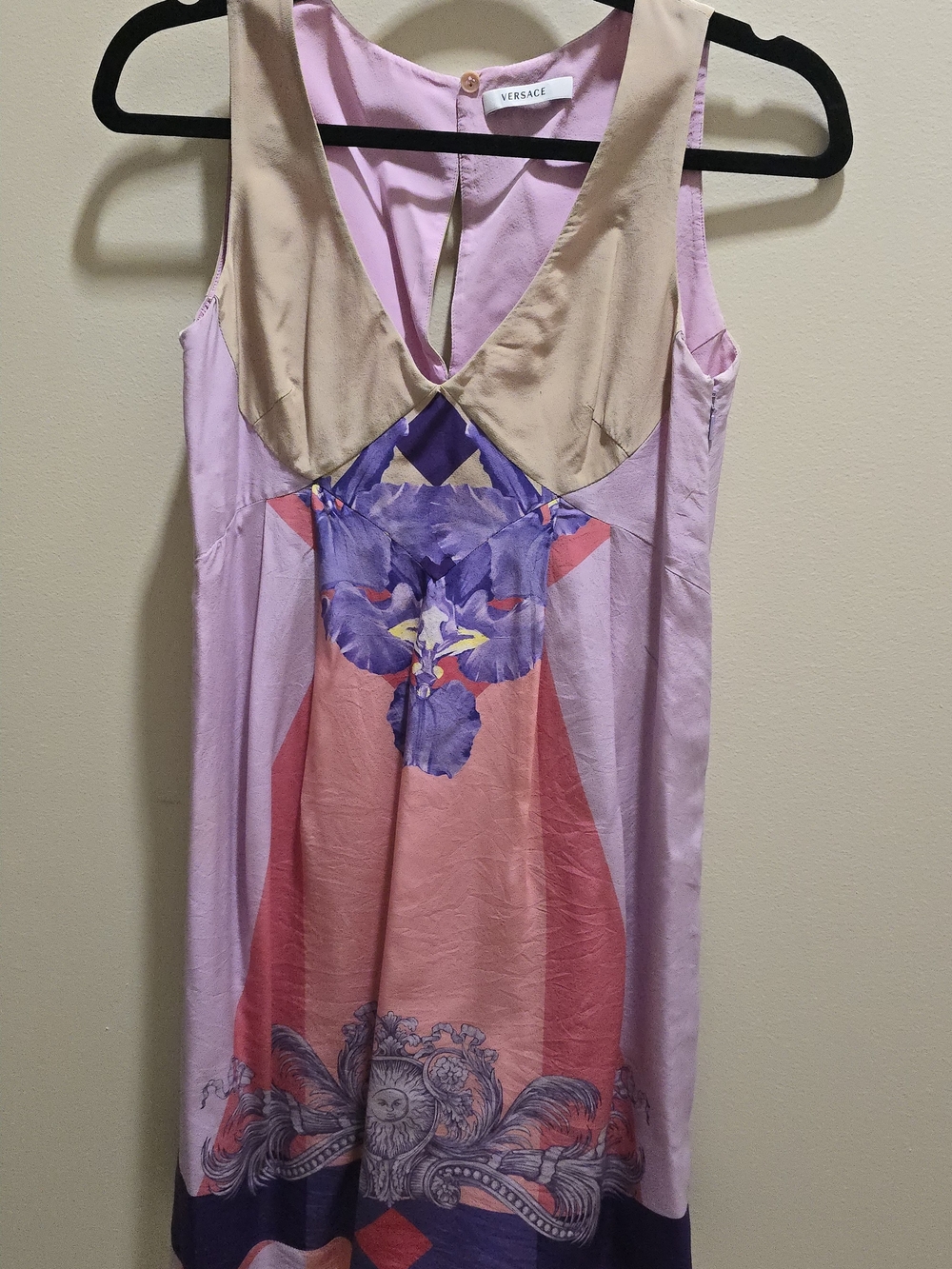 Versace Pink Floral Print Sleeveless Dress